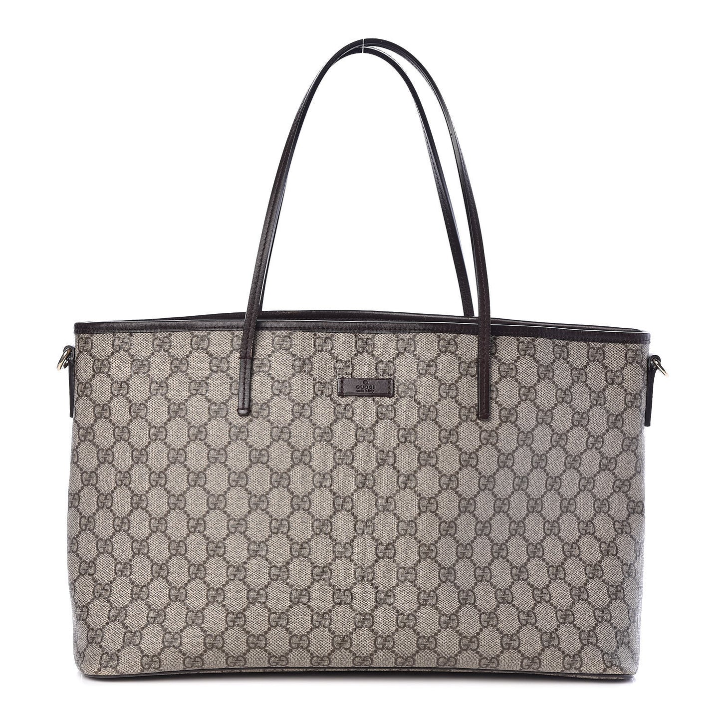 GG Supreme Monogram Medium Zippered Tote Dark Brown