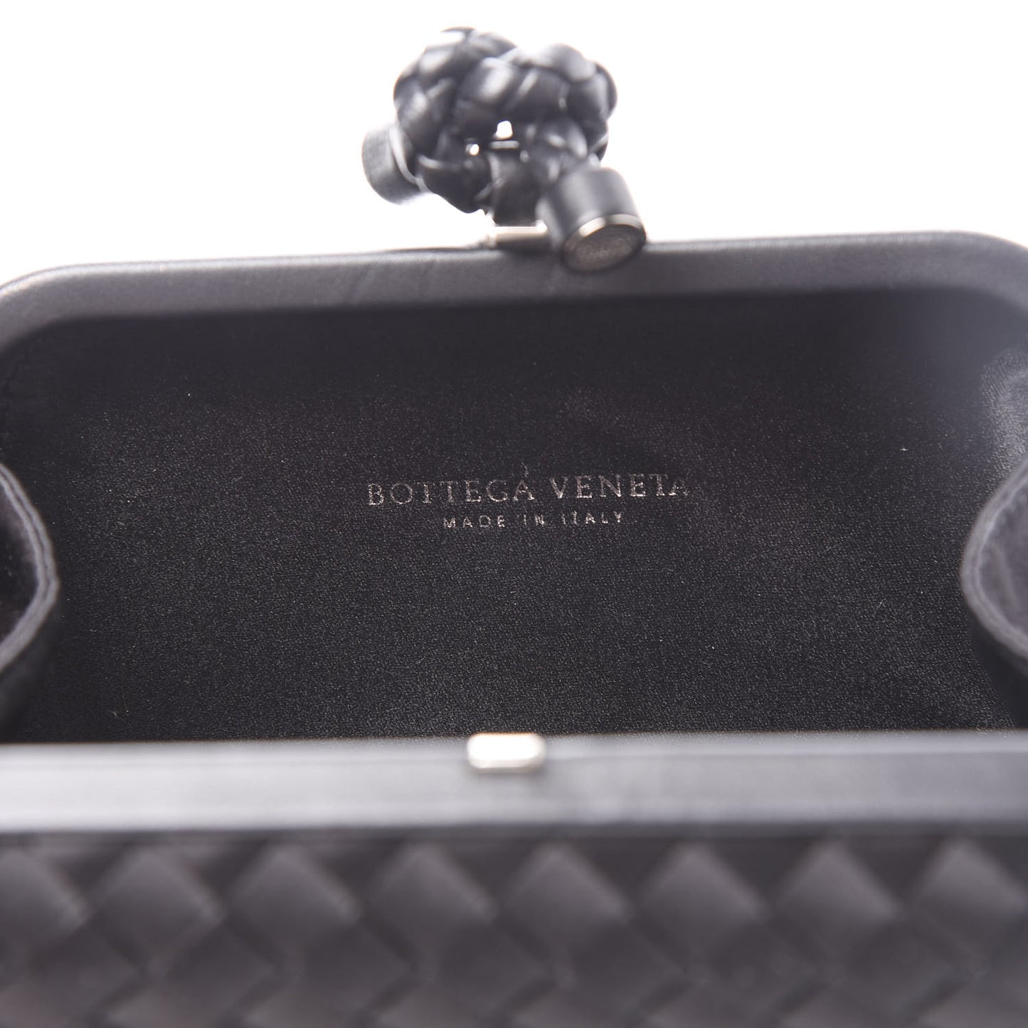 Satin Intreccio Impero Knot Clutch Black