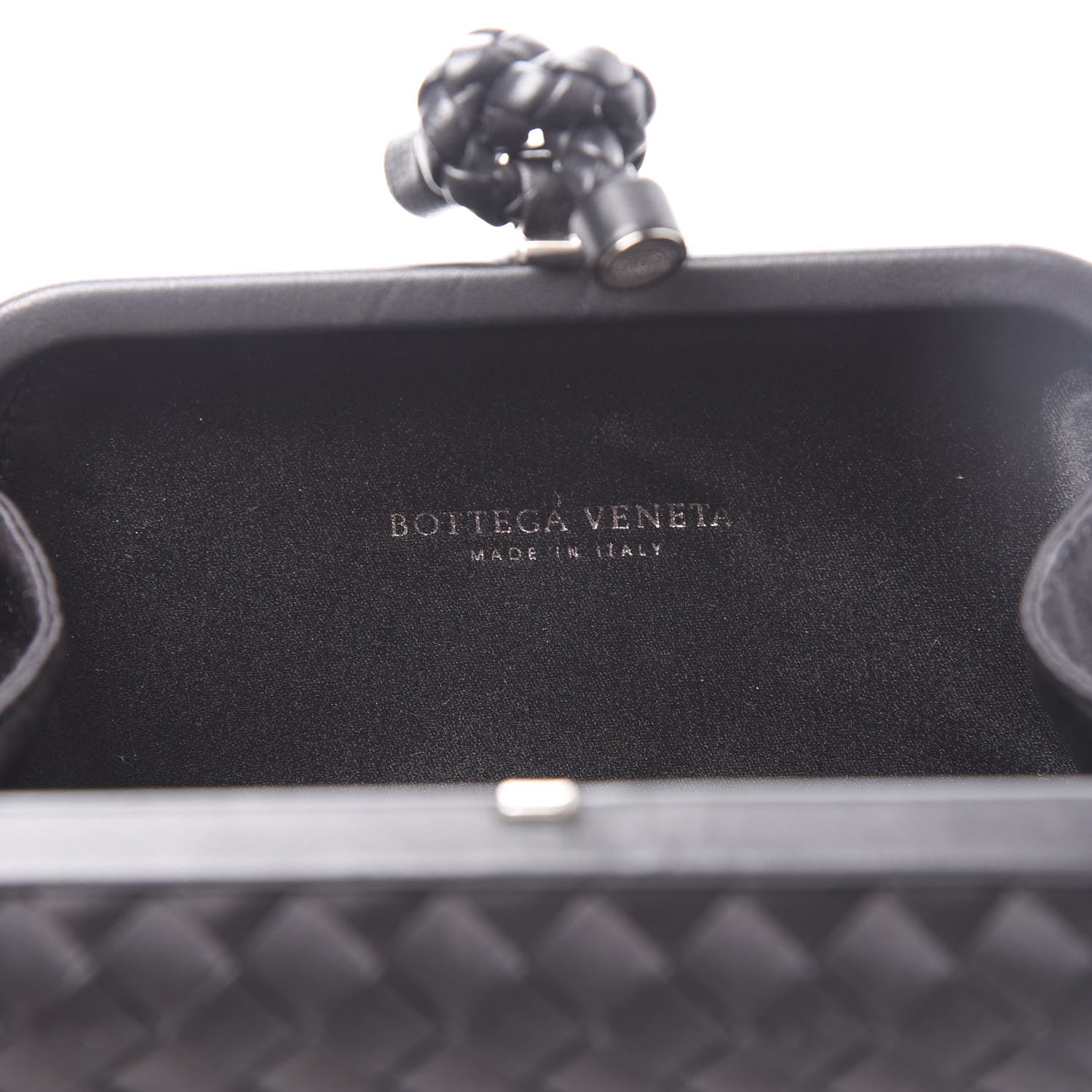 Bottega Veneta Satin Intreccio Impero Knot Clutch Black 5 of 9