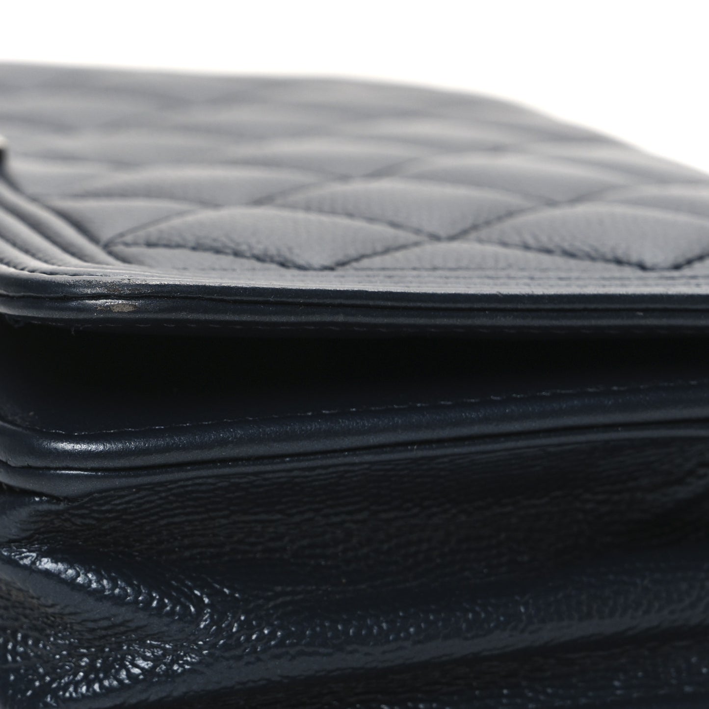 Iridescent Calfskin Quilted Boy Wallet On Chain WOC Blue