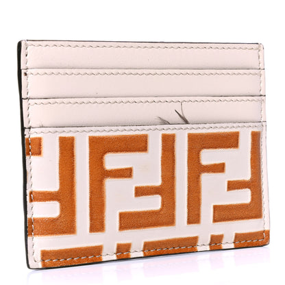 Fendi Vitello Soft Bi-Color FF 1974 Embossed Card Holder Camelia Saddler 2 of 4