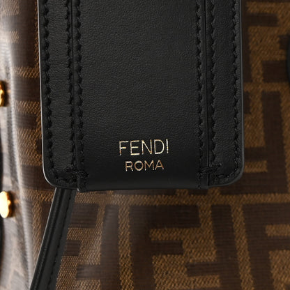 Fendi Glazed Fabric Vitello Century FF 1974 Stamp Patch Mini Peekaboo Defender Cover Mogano Panna Black 6 of 13
