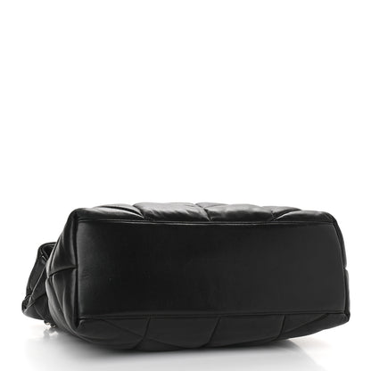 Saint Laurent Lambskin Quilted Medium Loulou Puffer Monogram Chain Satchel Black 4 of 9