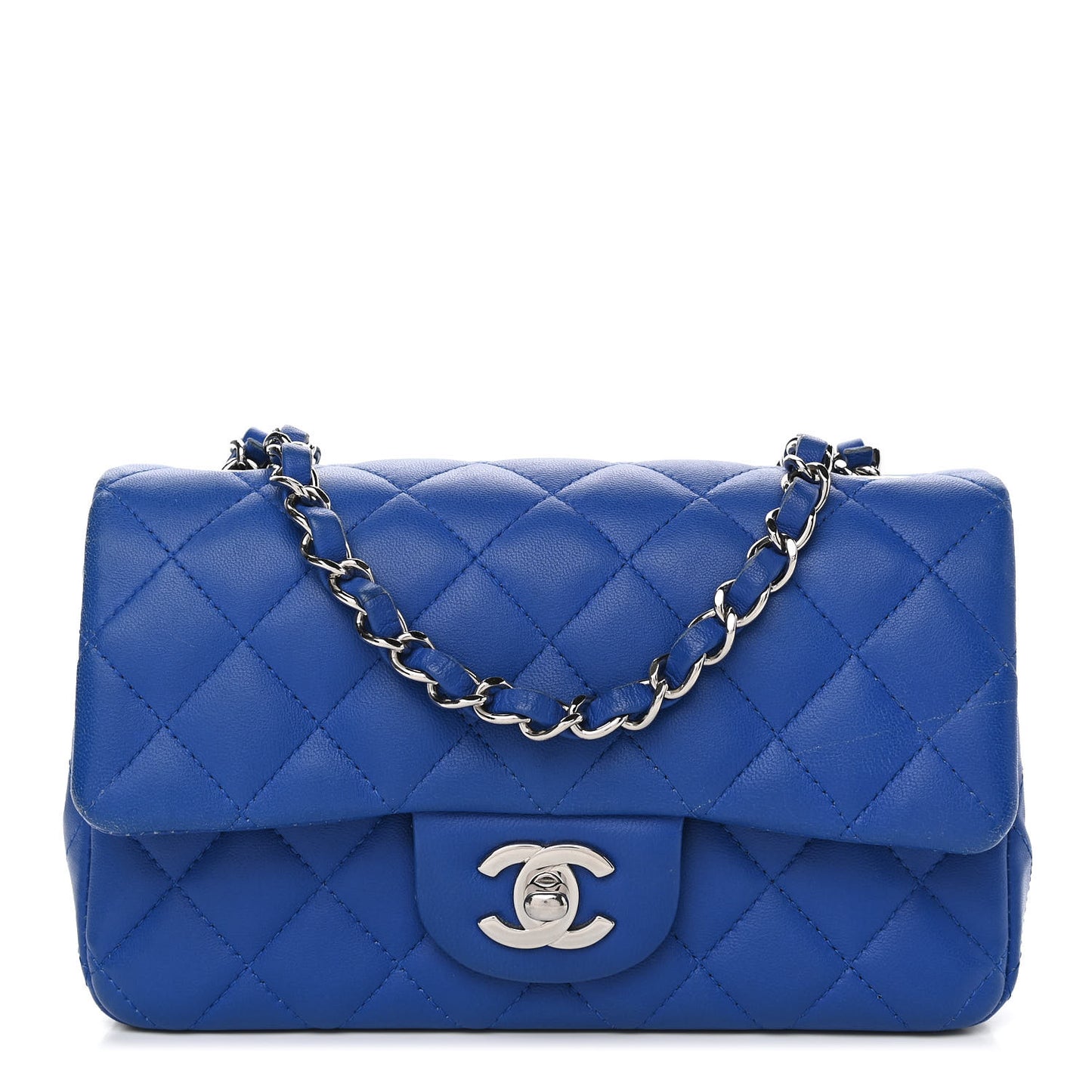 Lambskin Quilted Mini Rectangular Flap Royal Blue