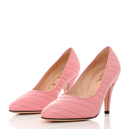 Gucci Nappa Charlotte Chevron Matelasse Double G 95mm Pumps 37 Wild Rose 3 of 9