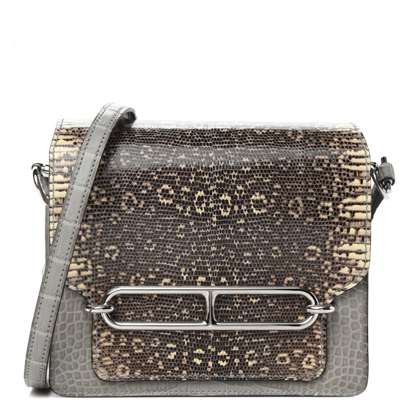 Matte Alligator Lizard Mini Sac Roulis Ombre Gris Perle
