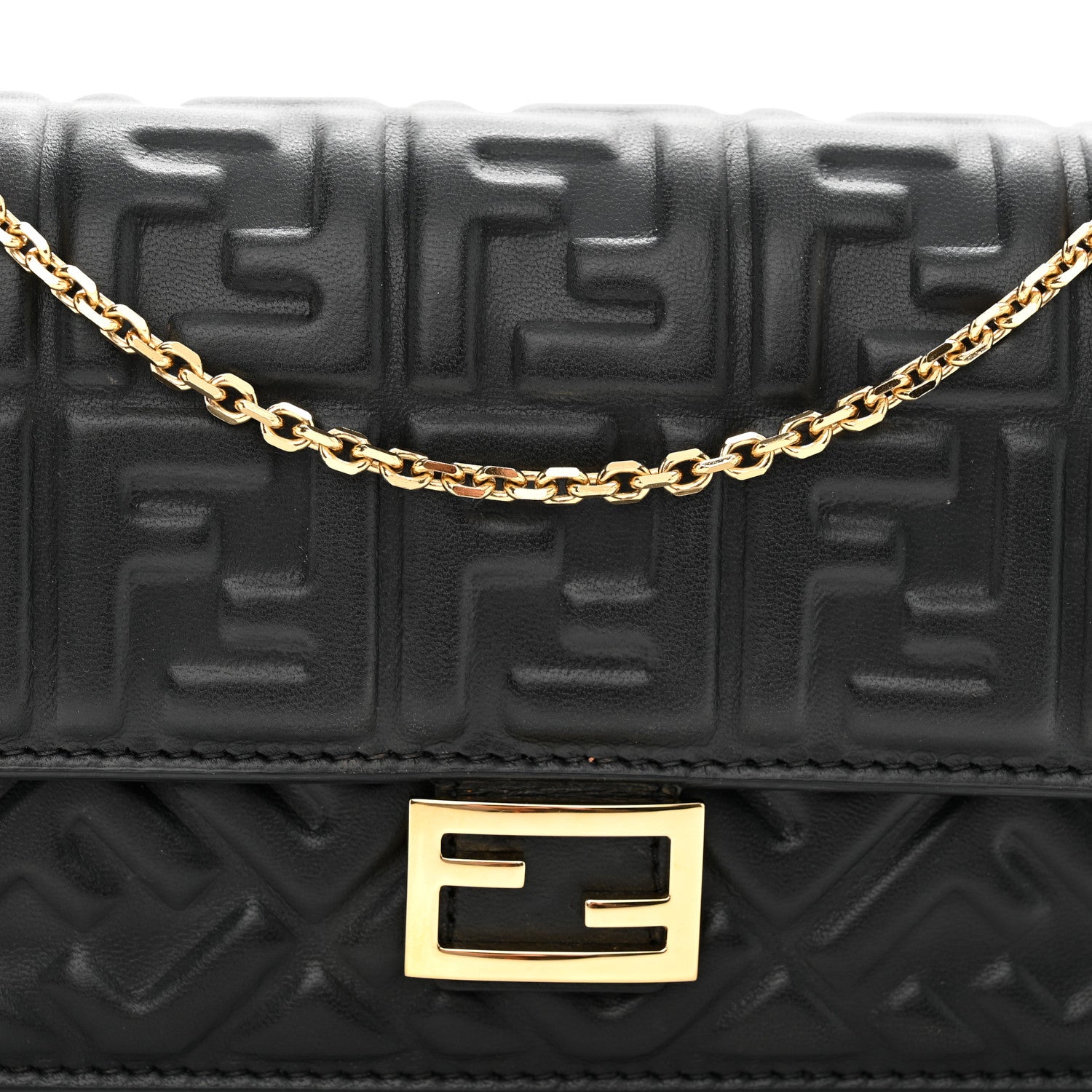 Fendi Nappa Matisse FF Embossed Wallet On Chain Black 8 of 11
