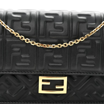 Fendi Nappa Matisse FF Embossed Wallet On Chain Black 8 of 11