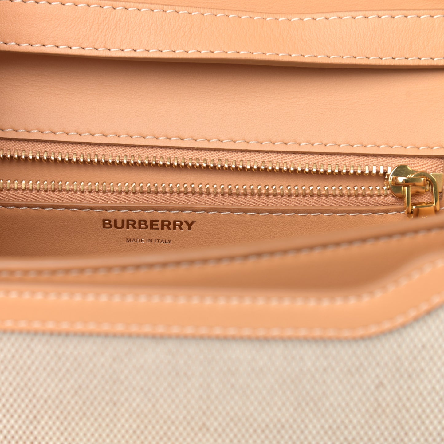 Canvas Calfskin TB Small Bag Soft Fawn