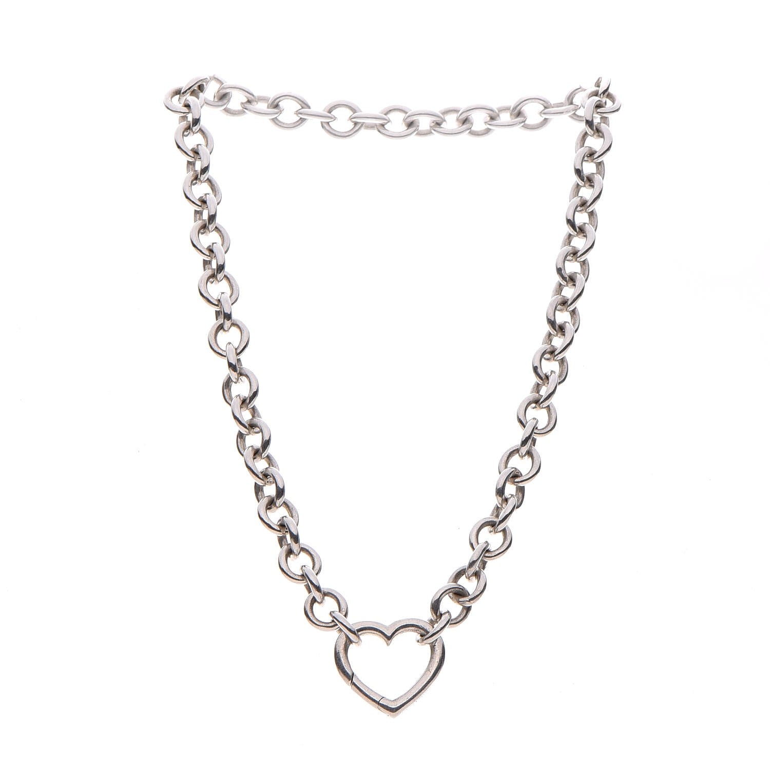Tiffany Sterling Silver Heart Clasp Choker Necklace 3 of 6