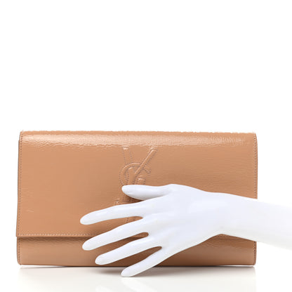Saint Laurent Textured Patent Calfskin Monogram Large Belle De Jour Clutch Beige 3 of 10