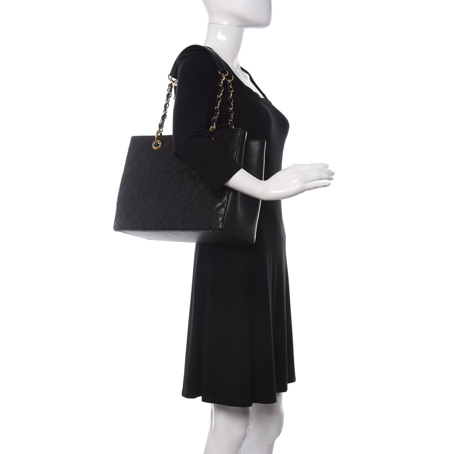 Caviar Quilted Grand Shopping Tote GST Black