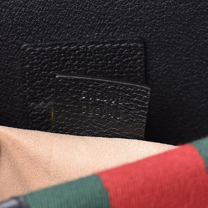 Gucci Grained Calfskin Web Crystal Butterfly Stripe Medium Totem Top Handle Bag Black 8 of 10