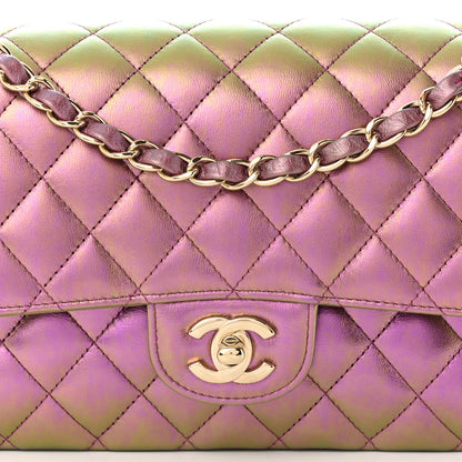 Chanel Iridescent Lambskin Quilted Medium Double Flap Purple 8 of 11