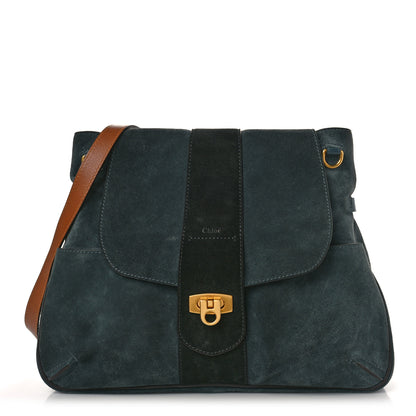 Chloe Suede Medium Lexa Shoulder Bag Silver Blue 1 of 8