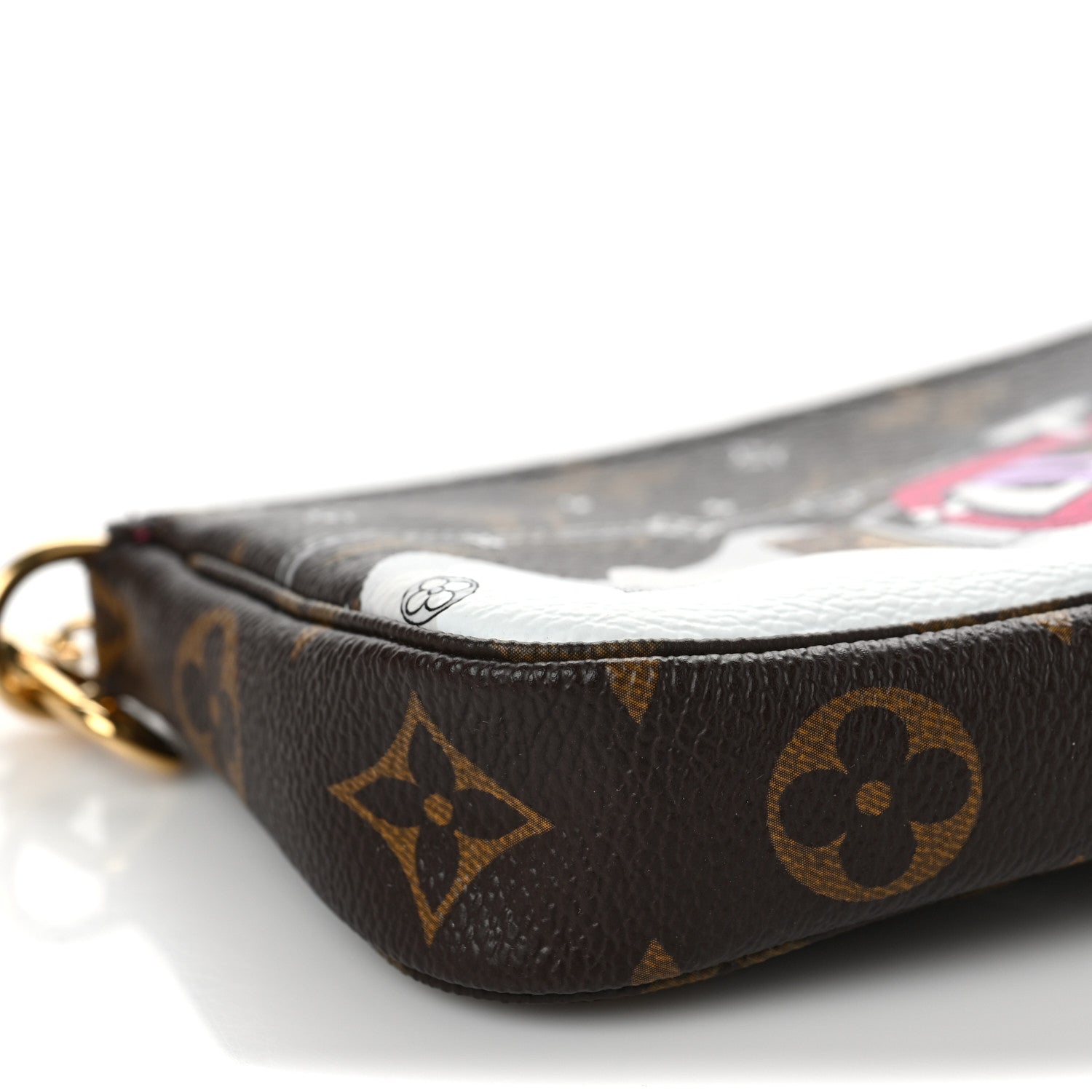 Louis Vuitton Monogram 2019 Christmas Animation Mini Courchevel Pochette Accessories Fuchsia 7 of 8