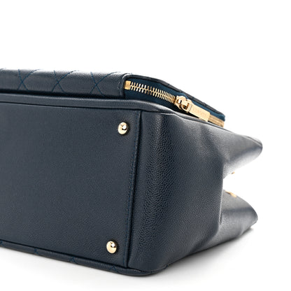 Chanel Caviar Quilted Small Business Affinity Shopping Bag Navy 10 of 10