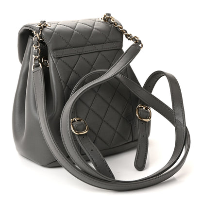Chanel Lambskin Quilted Small Duma Drawstring Backpack Grey 2 of 10