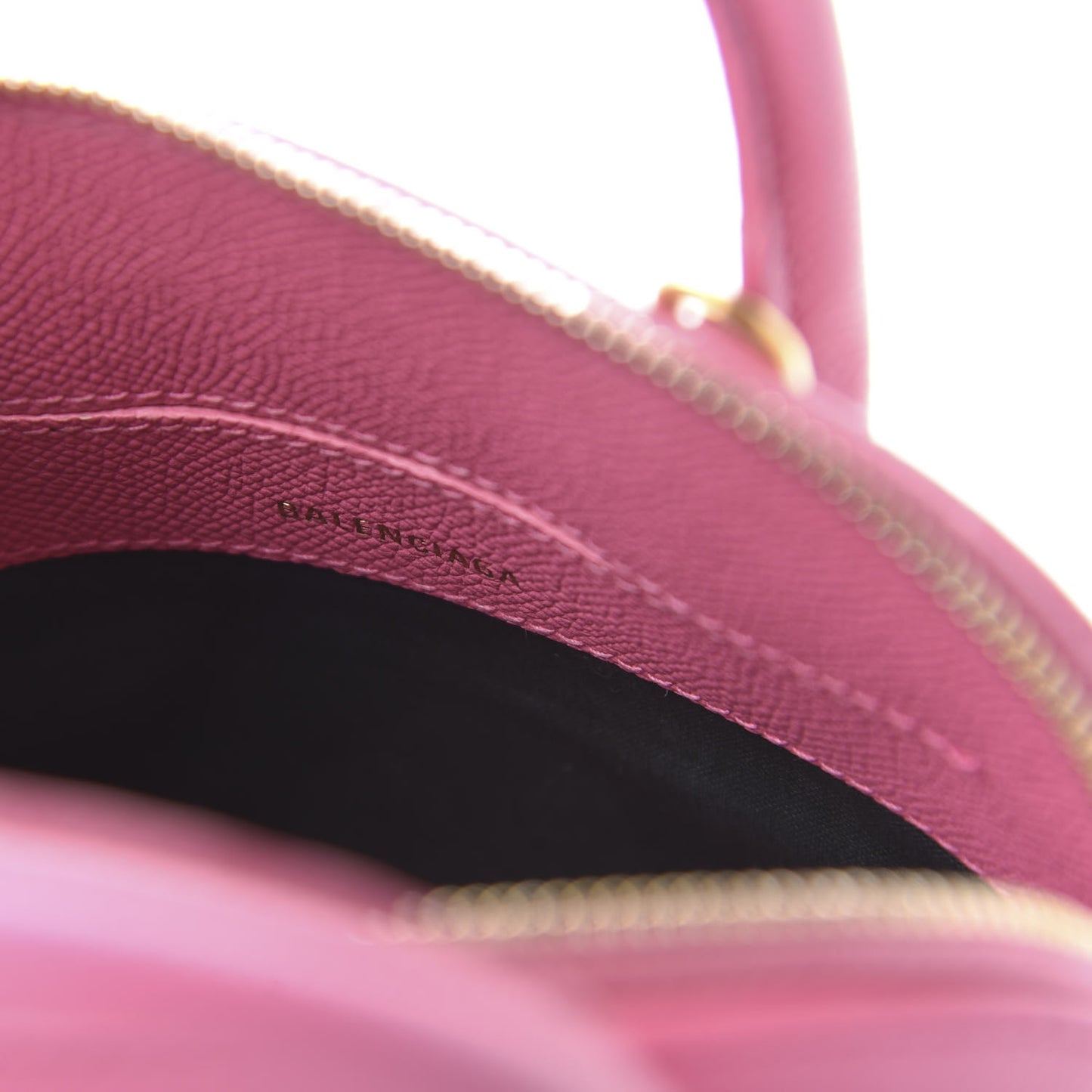 Signature Grained Calfskin Logo XXS Ville Top Handle Bag Rose Bubblegum Black