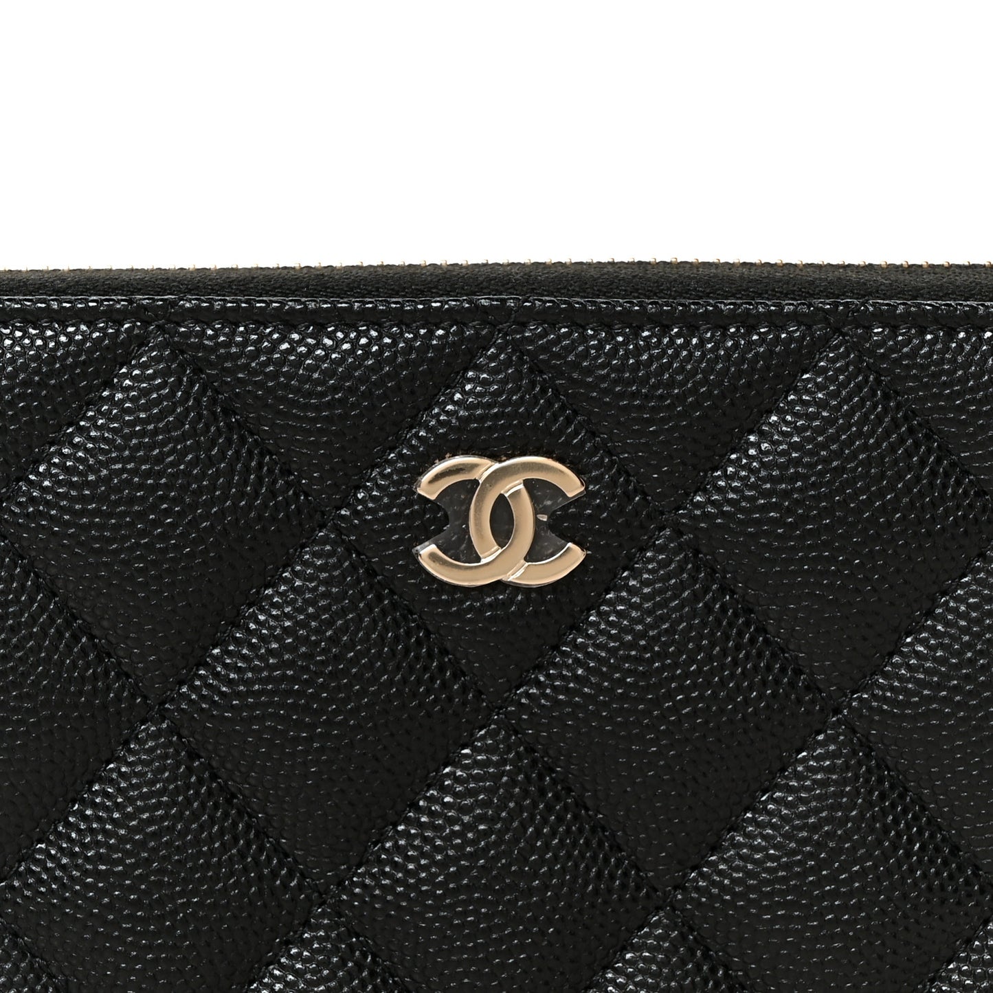 Caviar Quilted Medium Zip Around Wallet Black