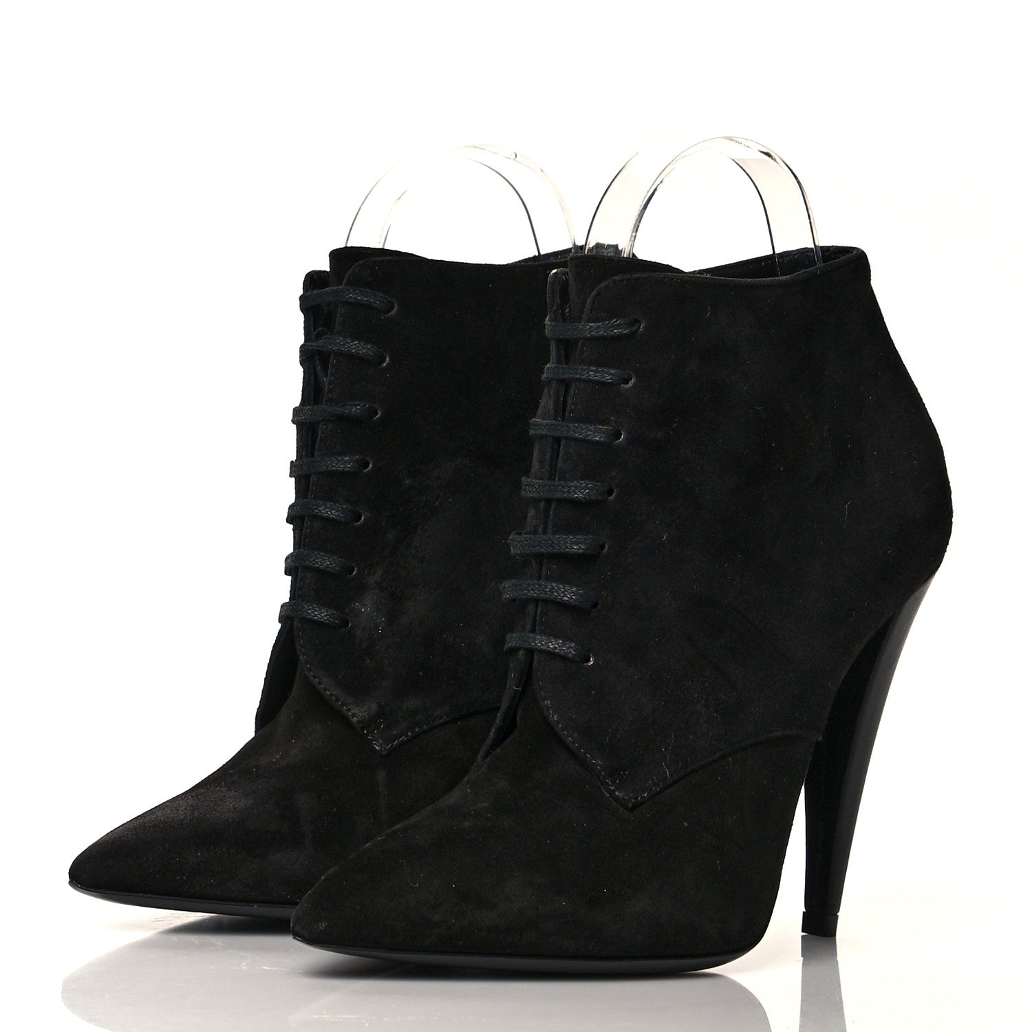 Saint Laurent Suede Kiki Lace-Up Ankle Boot 37.5 Black 3 of 11