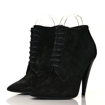 Saint Laurent Suede Kiki Lace-Up Ankle Boot 37.5 Black 3 of 11