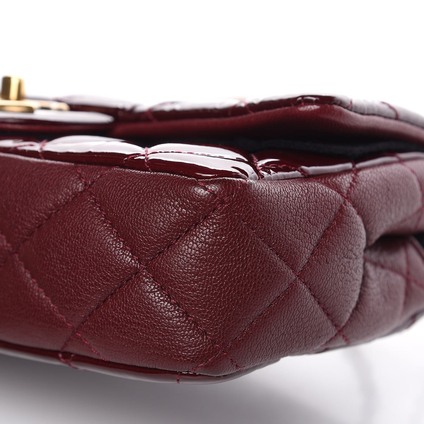 Patent Goatskin Quilted Medium CC Eyelet Flap Burgundy