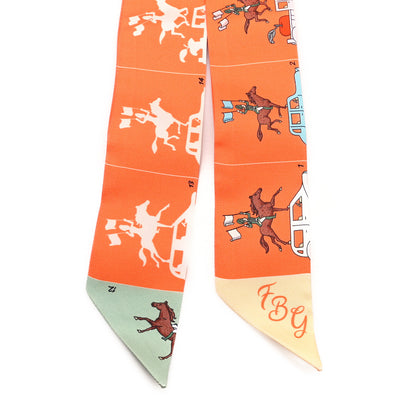 Hermes Silk Parade CG Twilly Corail Vert Amande Brun 2 of 3