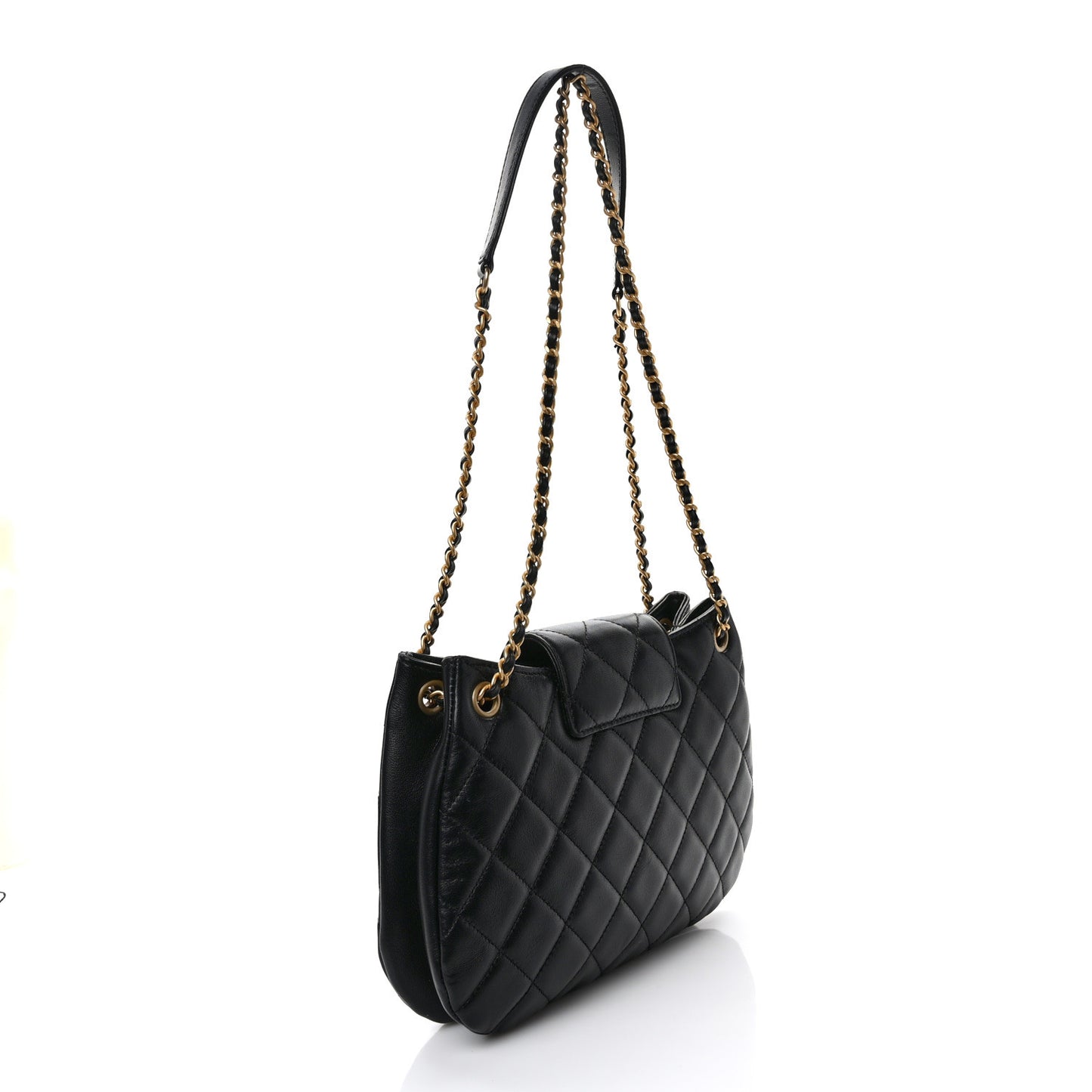 Lambskin Quilted CC Messenger Black