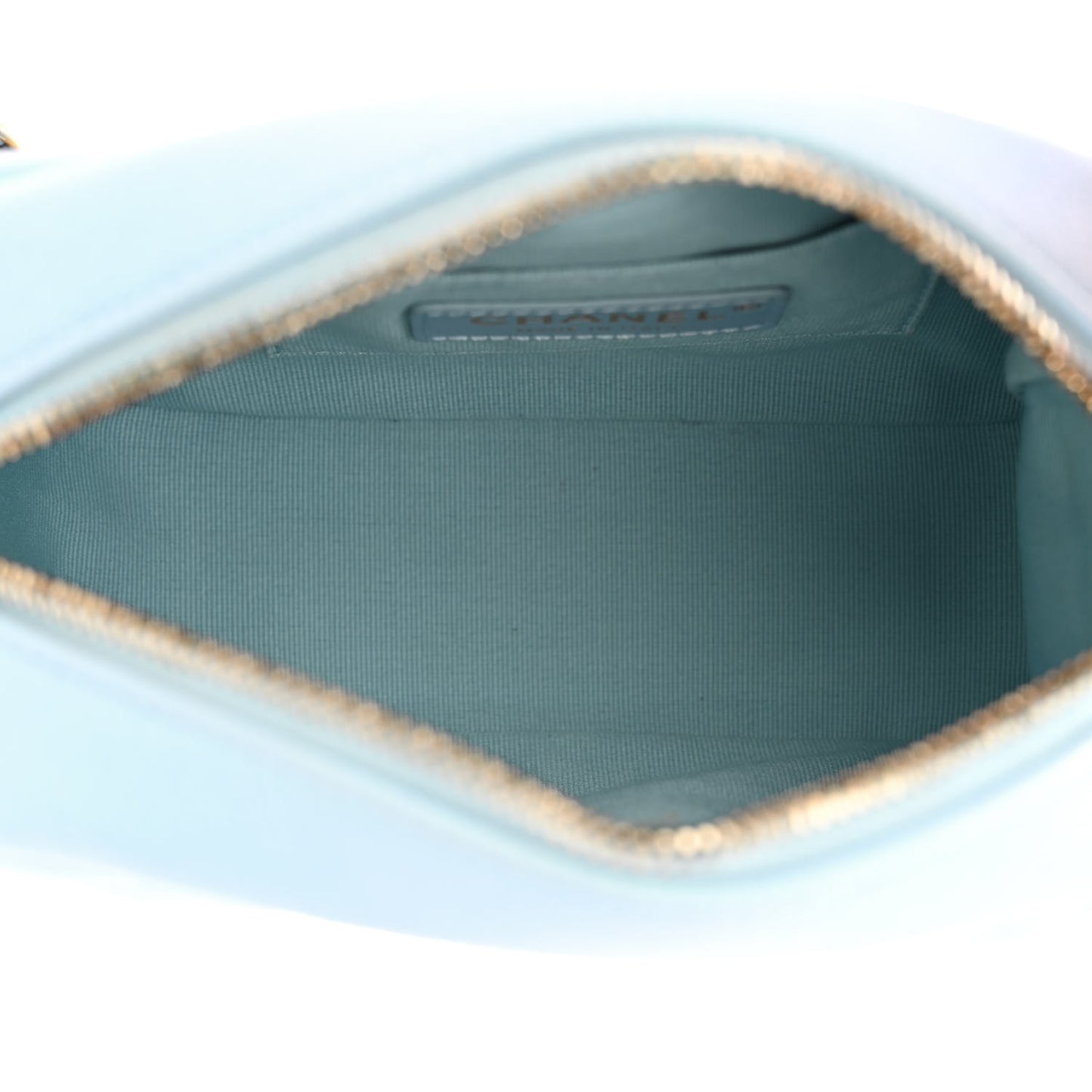 Iridescent Caviar Quilted Mini My Perfect Camera Case Light Blue