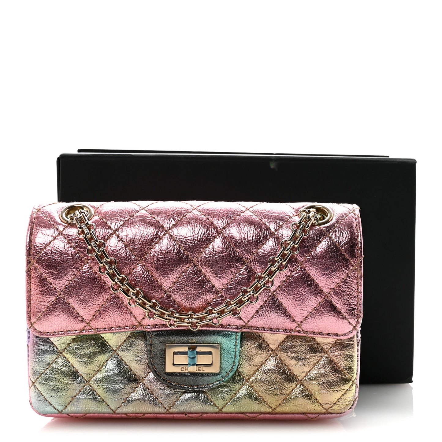 Metallic Goatskin Quilted Mini 2.55 Reissue Flap Multicolor Multicolor