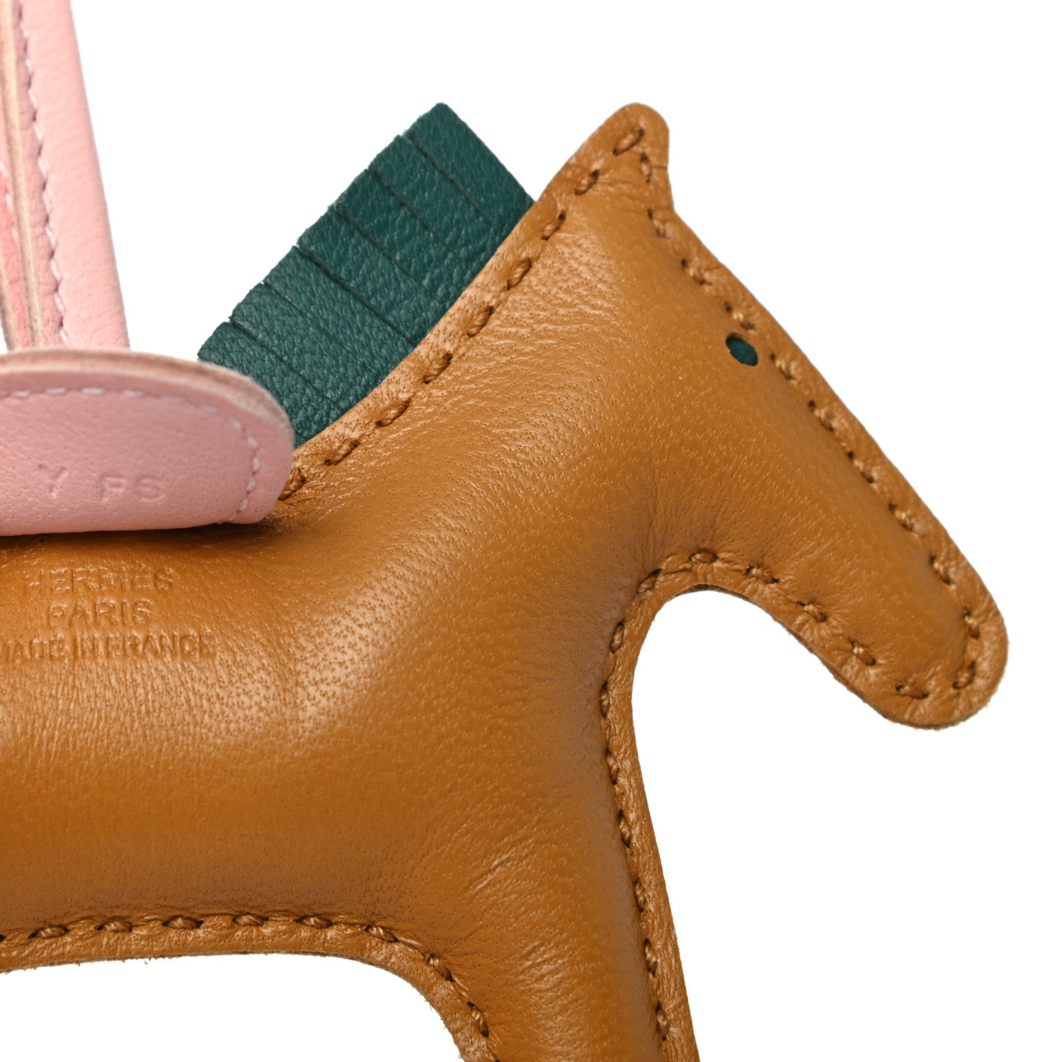 Hermes Milo Lambskin Grigri Rodeo Horse Bag Charm PM Sesame Malachite Rose Sakura 4 of 4
