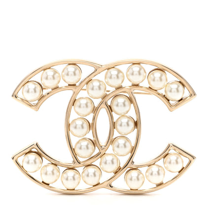 Chanel CC Pearl Brooch Pin Gold 1 of 4