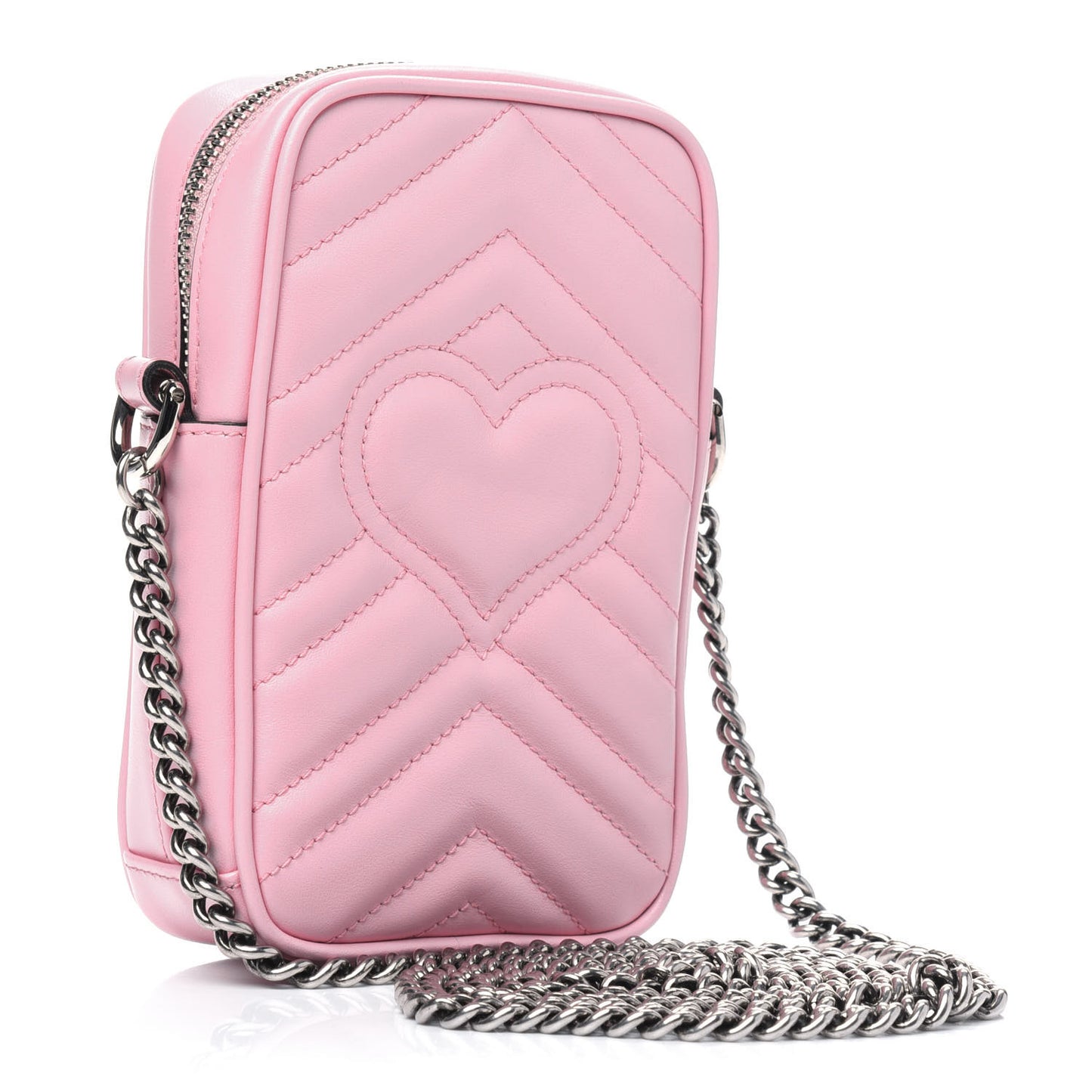 Calfskin Matelasse Mini GG Marmont Crossbody Bag Wild Rose