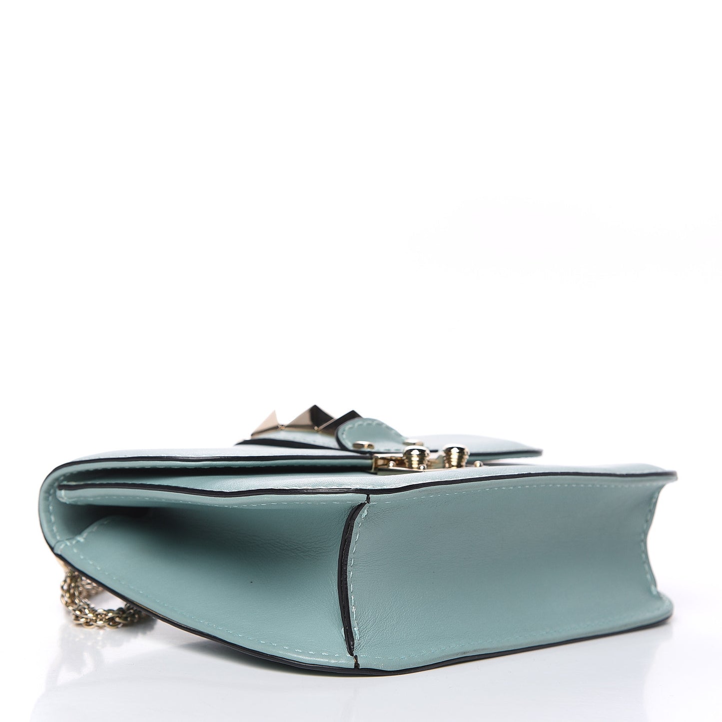 Vitello Small Glam Lock Rockstud Flap Light Blue
