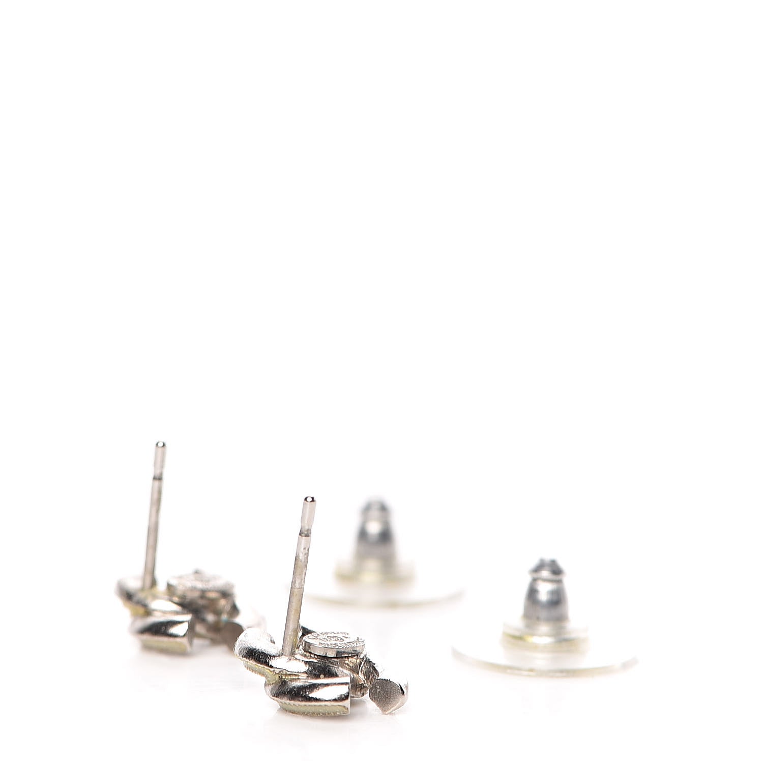 Chanel Enamel Crystal CC Earrings Silver 4 of 5