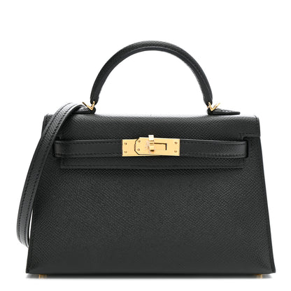 Hermes Epsom Horseshoe Mini Kelly Sellier 20 Black Gold 8 of 12
