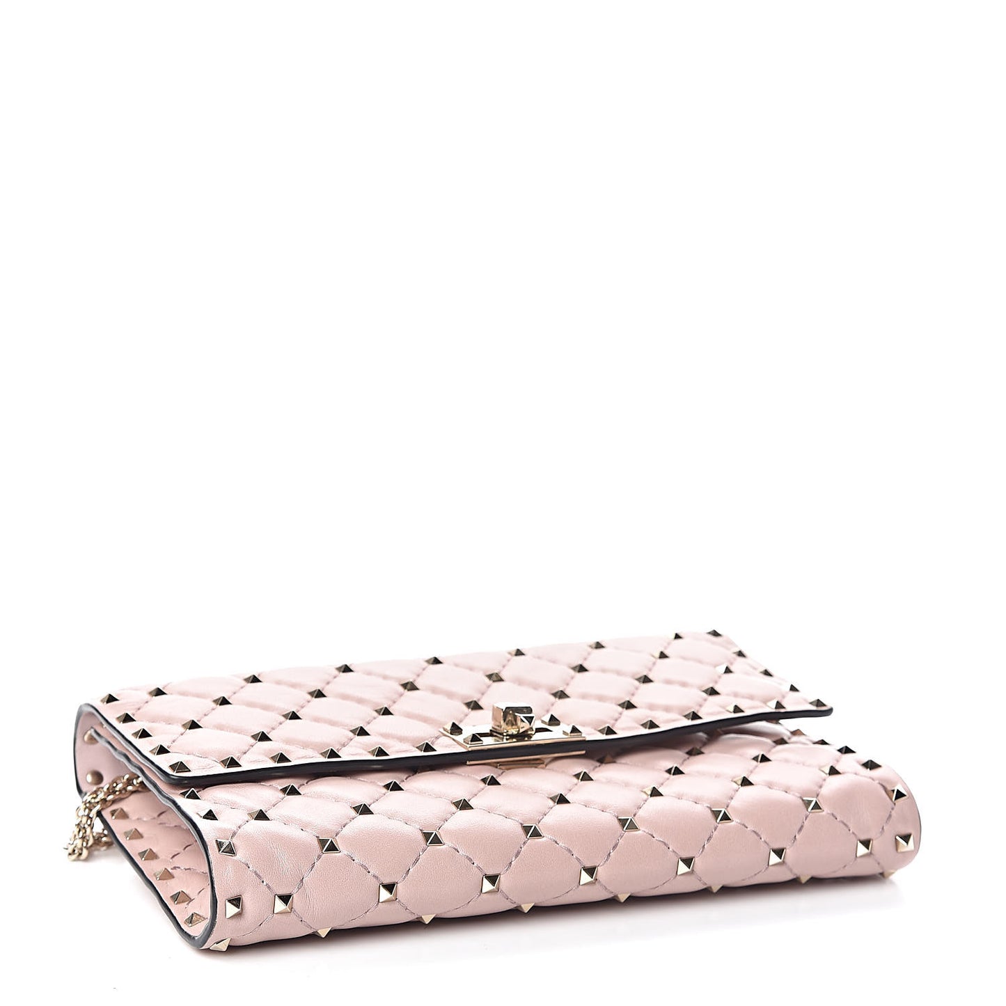 Nappa Rockstud Spike Wallet on Chain Water Rose