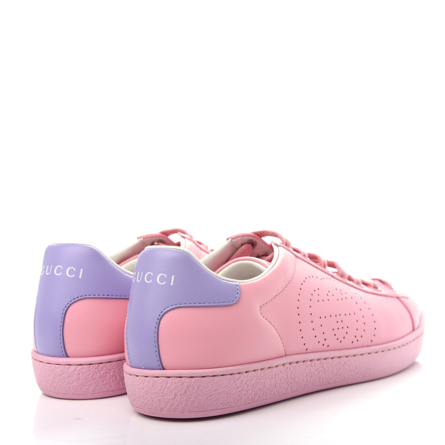 Calfskin Interlocking G Perforated Womens Ace Sneakers 36 Wild Rose Lapis