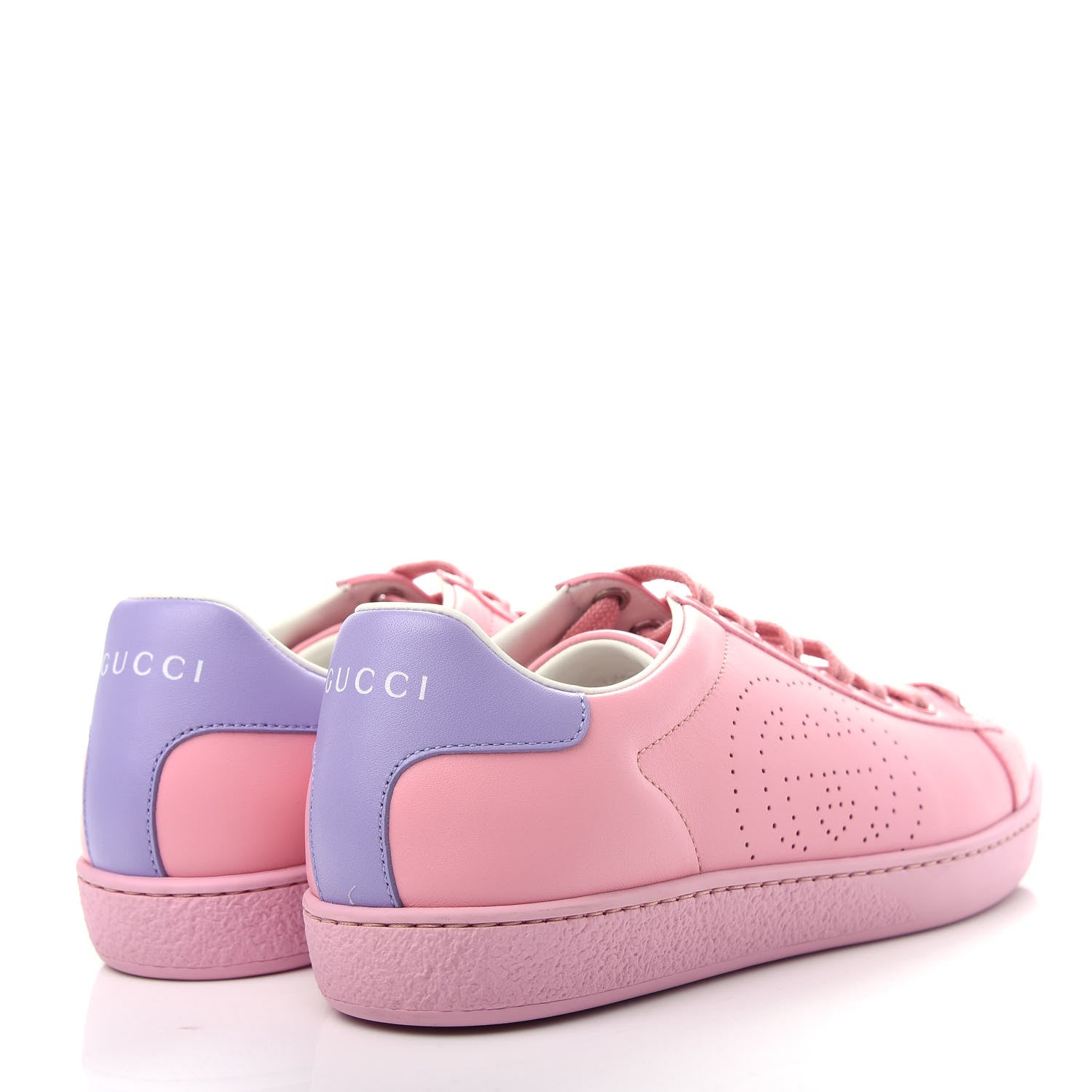 Gucci Calfskin Interlocking G Perforated Womens Ace Sneakers 36 Wild Rose Lapis 5 of 11