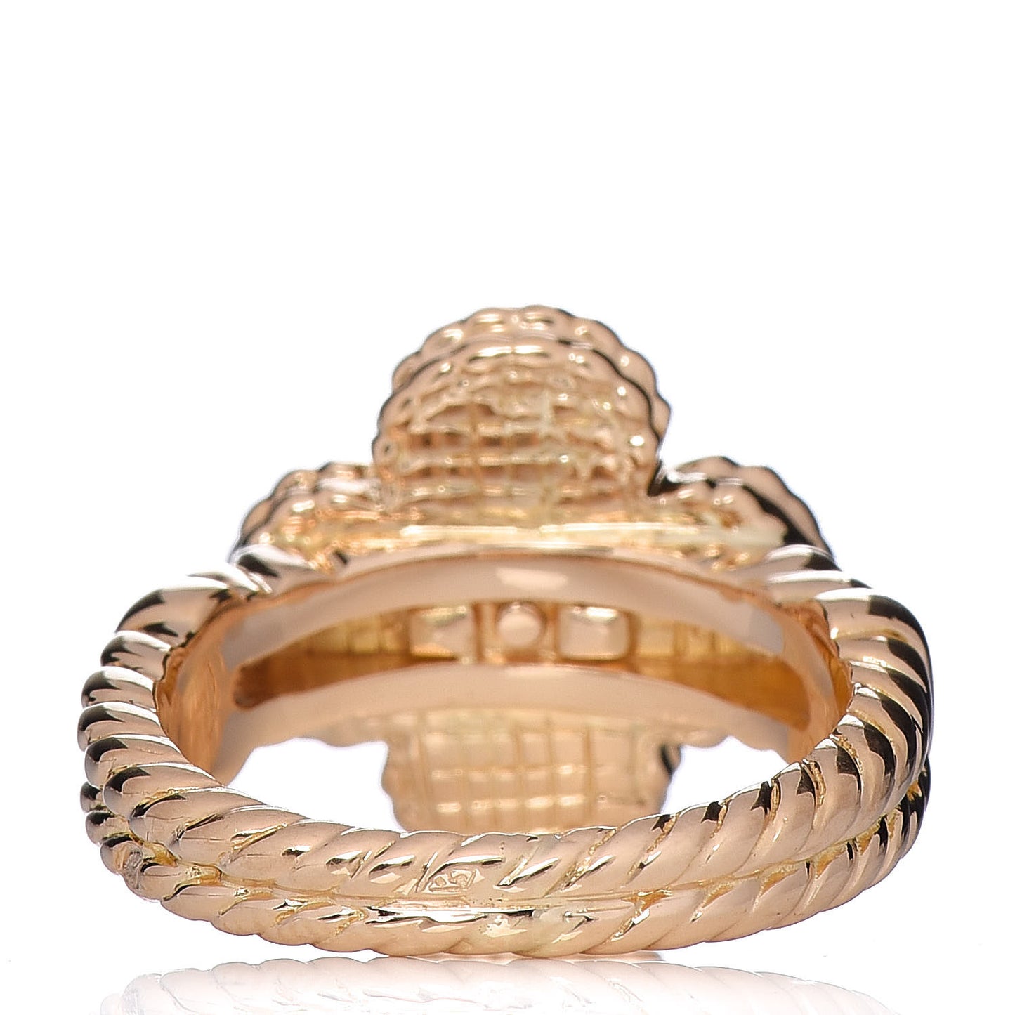 18K Yellow Gold Diamond Lapis Lazuli Vintage Alhambra Ring 50 5.25