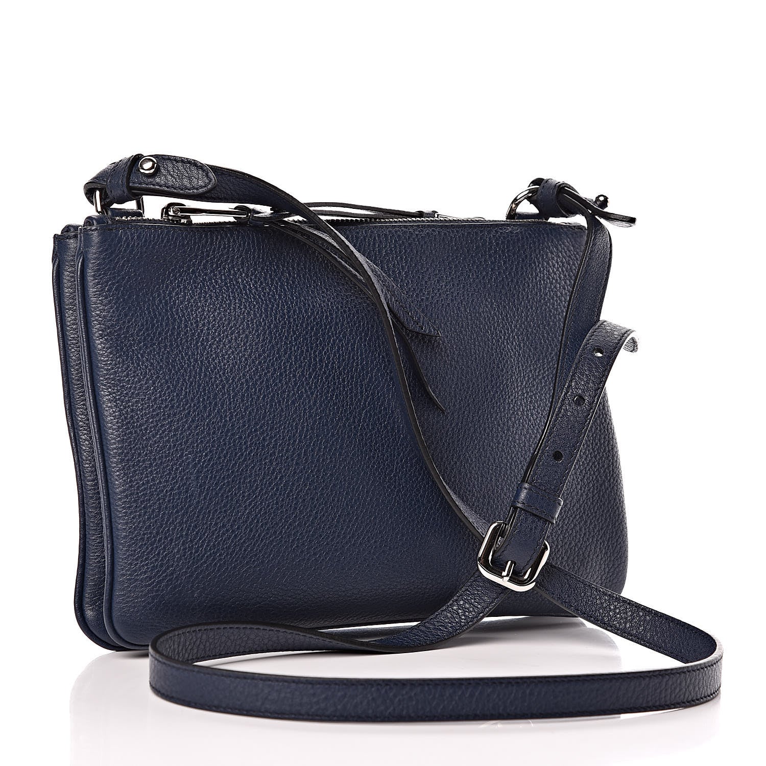 Prada Vitello Phenix Double Zip Crossbody Bag Baltico 3 of 9