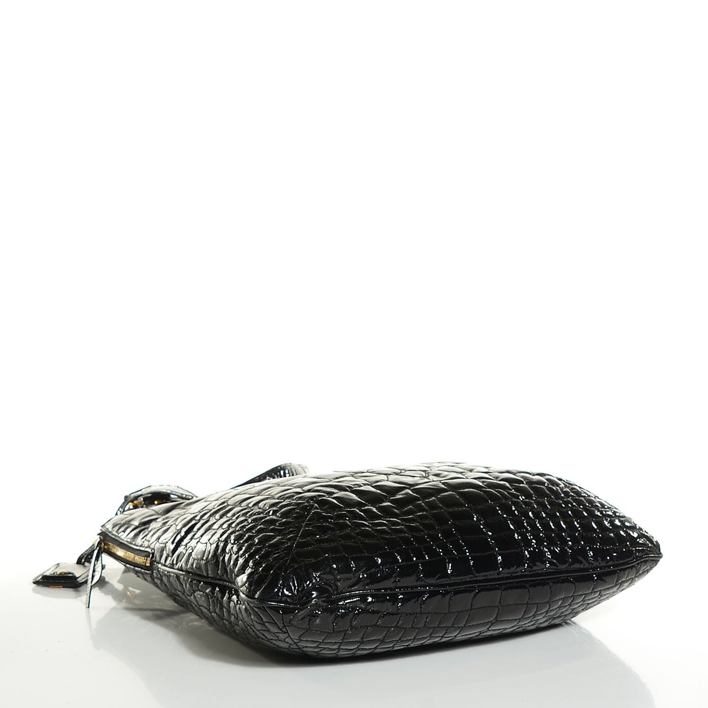 Patent Crocodile Embossed Tribute Tote Black