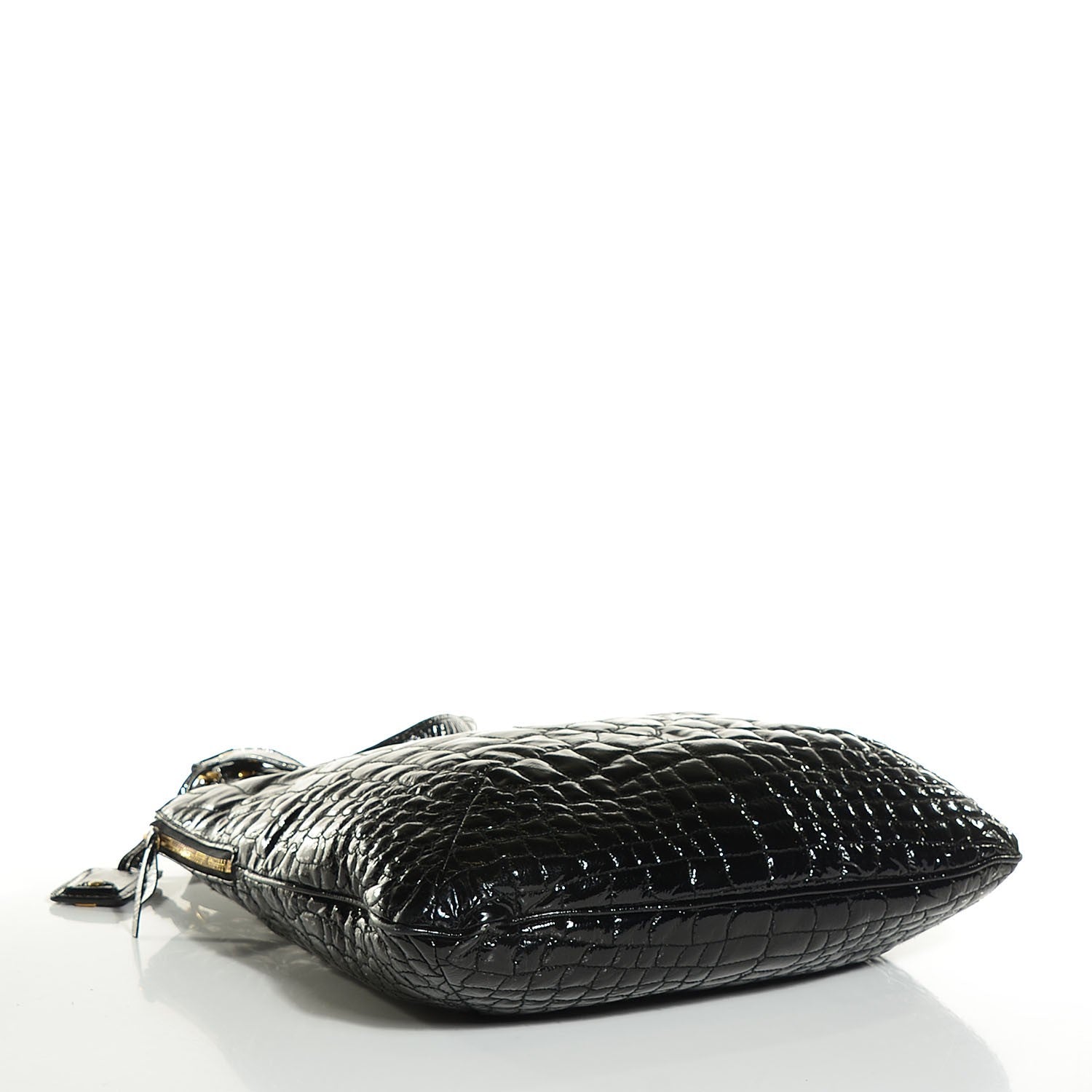 Saint Laurent Patent Crocodile Embossed Tribute Tote Black 4 of 8