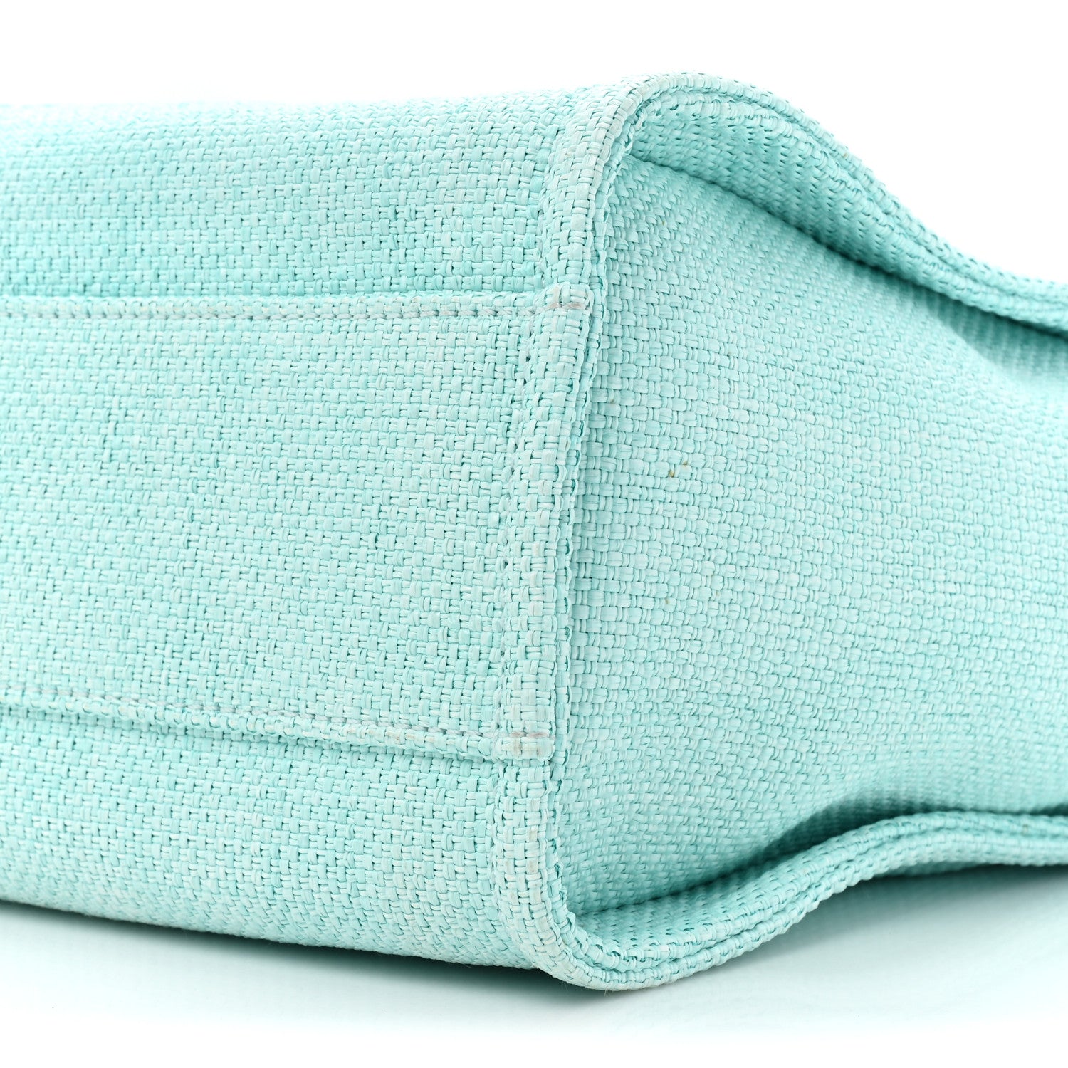 Chanel Woven Straw Raffia Small Deauville Tote Turquoise 8 of 13