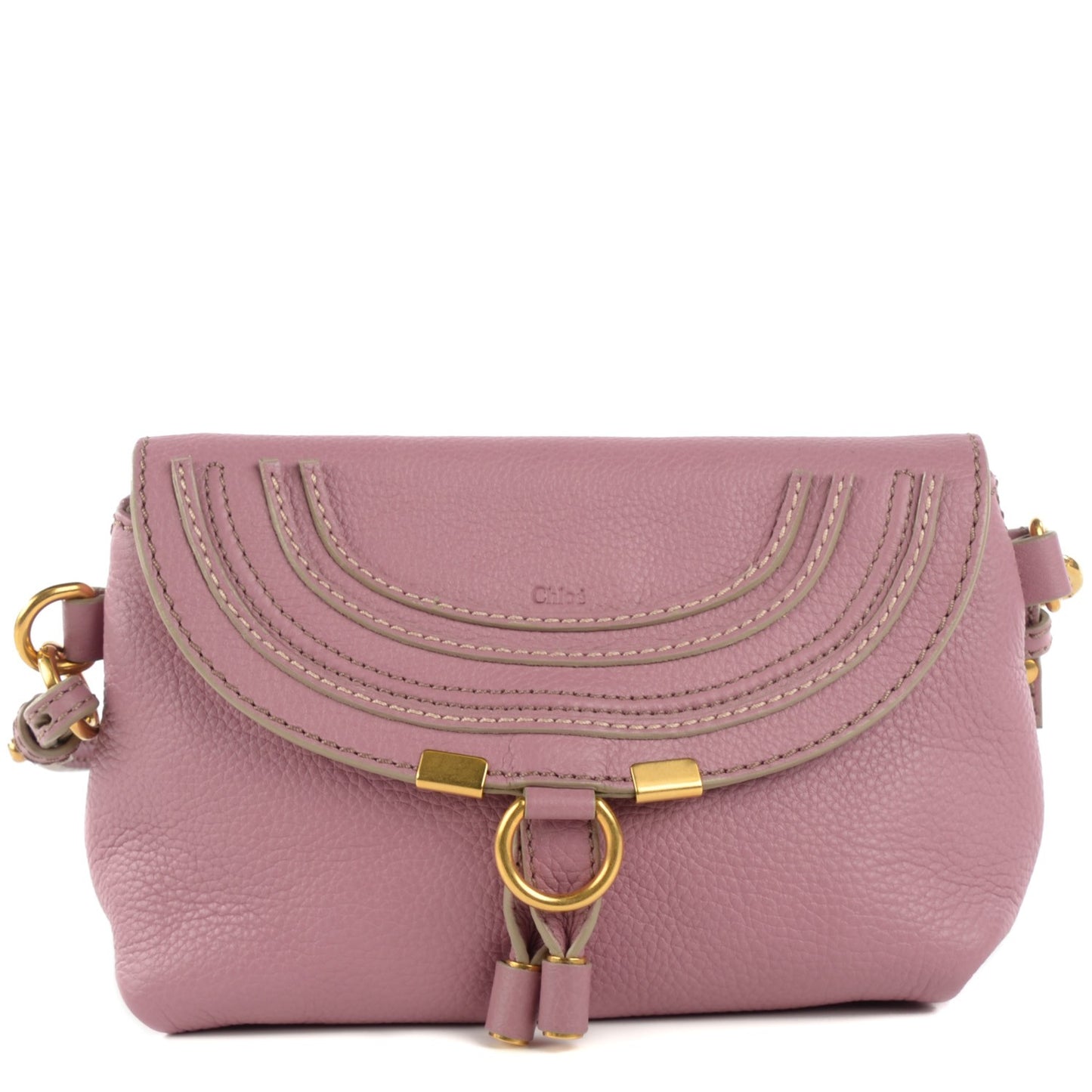 Pebbled Calfskin Small Marcie Crossbody Bag Velvet Mauve