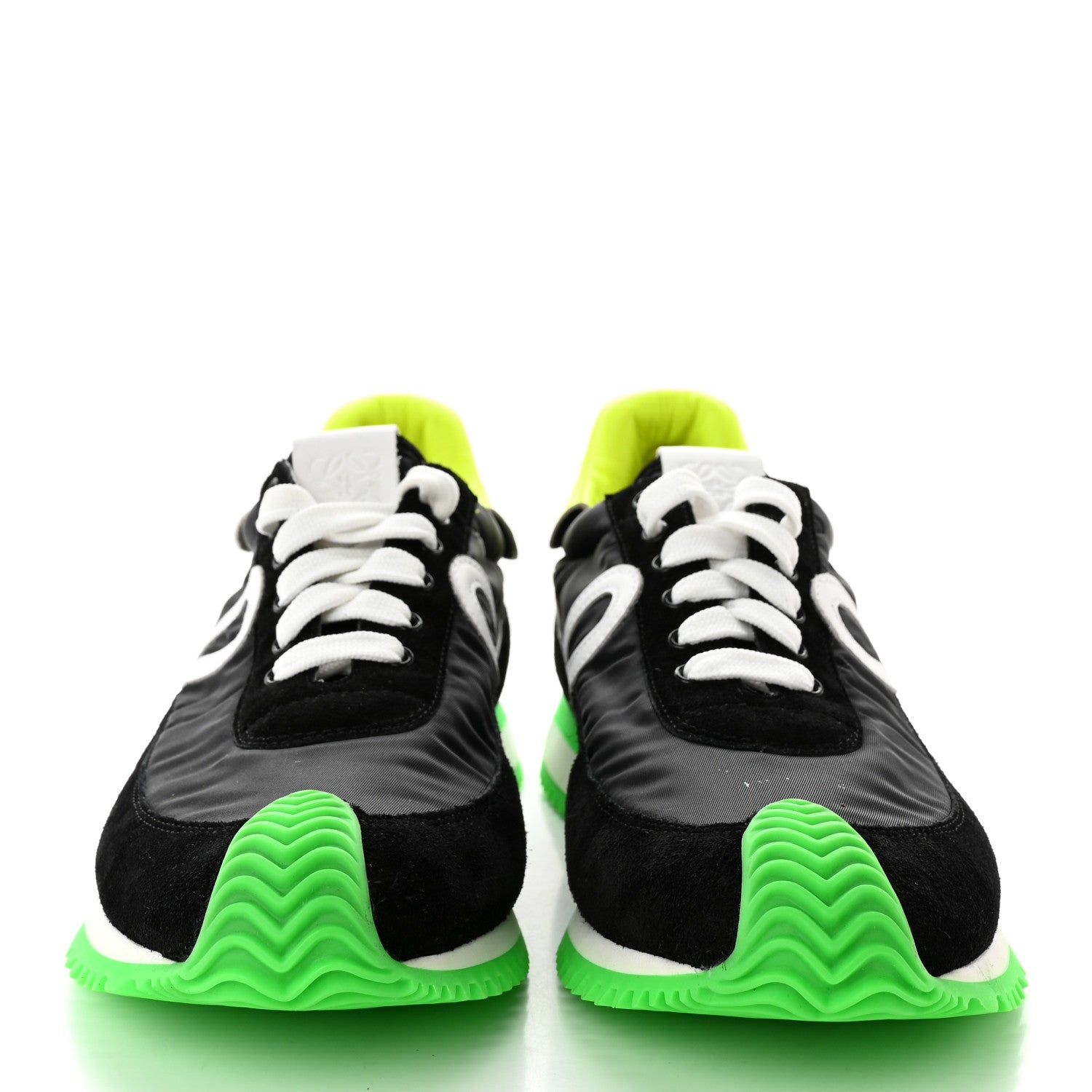 Loewe Suede Nylon Womens Flow Runner Sneakers 41 Black Neon Green 2 of 14