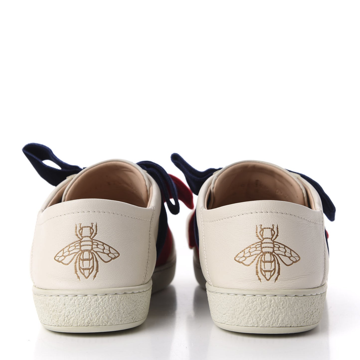 Calfskin Velvet Womens Bow Ace Sneakers 37.5 White