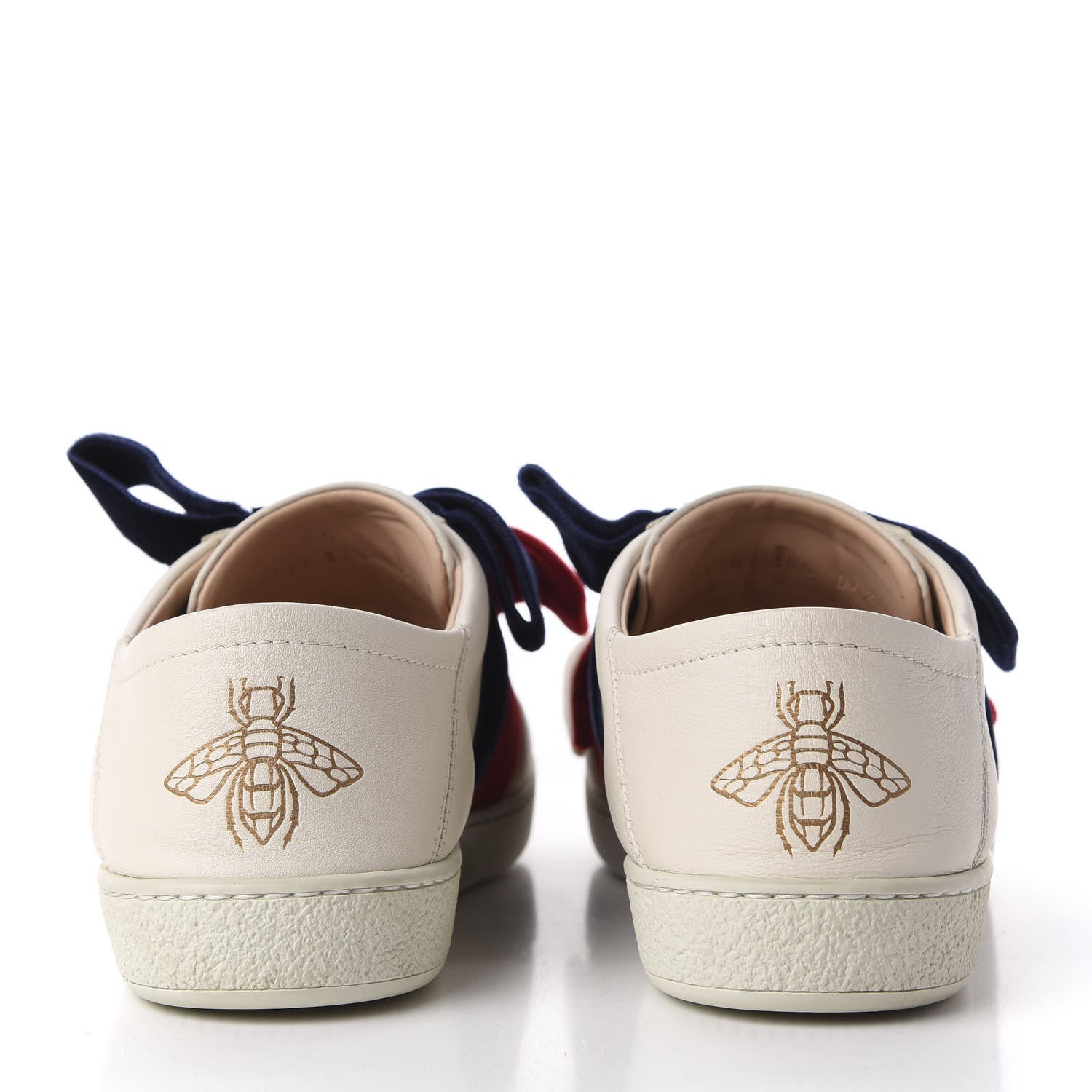 Gucci Calfskin Velvet Womens Bow Ace Sneakers 37.5 White 6 of 14