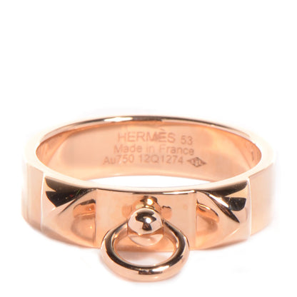 Hermes 18K Rose Gold PM Collier De Chien Ring 53 6.25 1 of 5